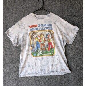 Steven Rhodes My First Apocalypse Tye Dye XL T-Shirt Cartoon Retro White Gray